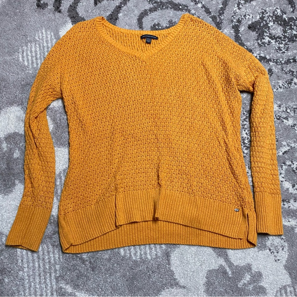 American Eagle Outfitters Wool Blend Yellow Marigold Gold Knit Sweater